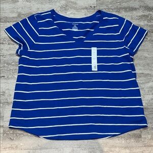 Sonoma Blue and White Striped Short Sleeve Tee XXL
